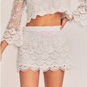 LoveShackFancy “Dharma” white Mini Skirt